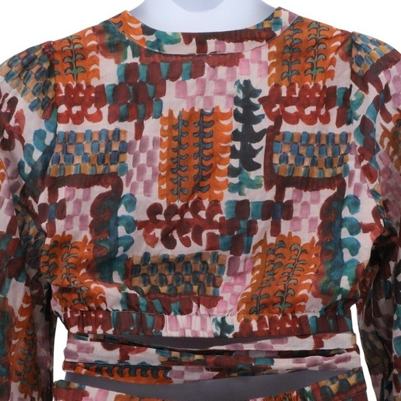 Anthropologie Multicolor Print Wrap Top Midi Skirt Set Long Sleeve Size 22W - Picture 6 of 10